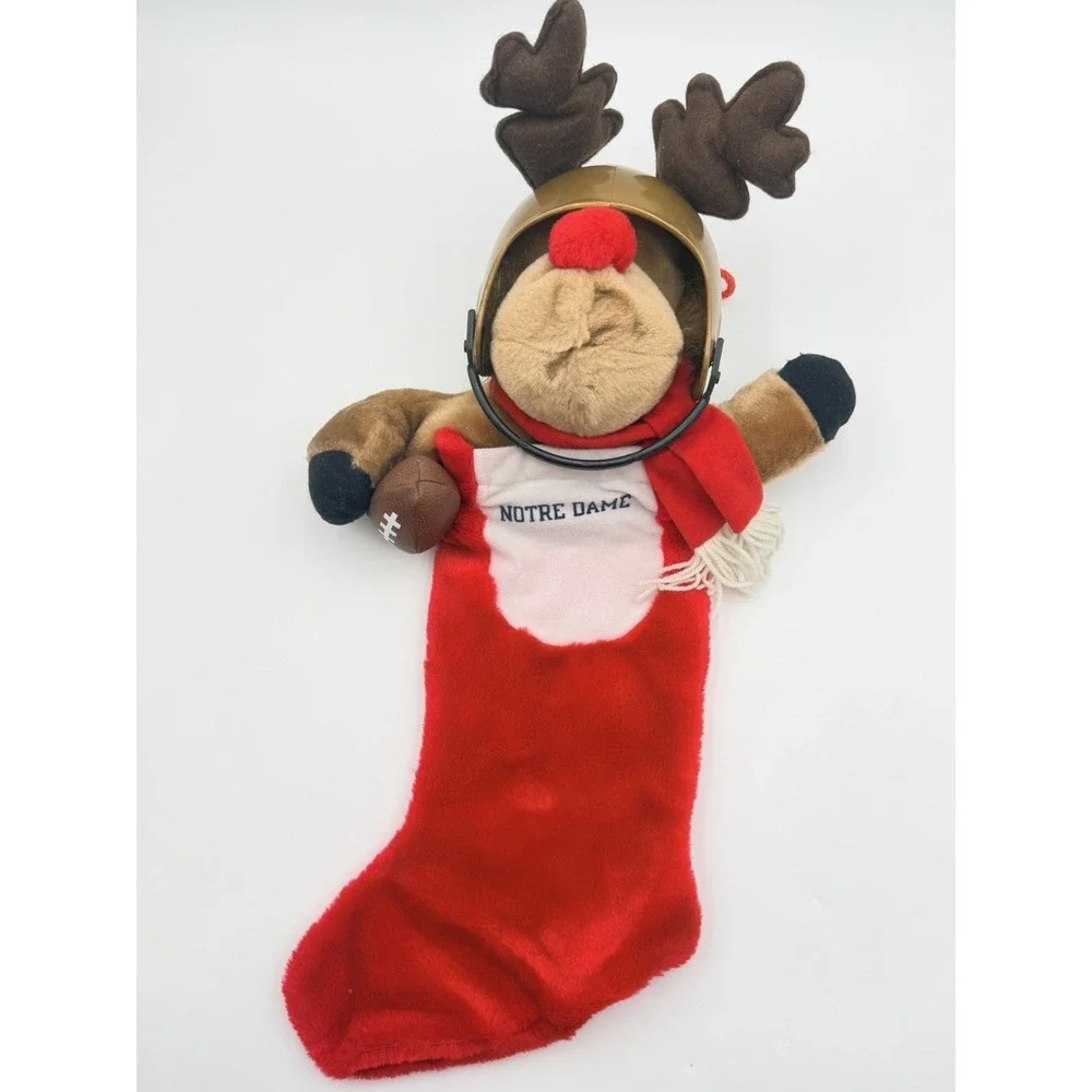 Vintage Notre Dame Fighting Irish Reindeer Football Christmas Stocking